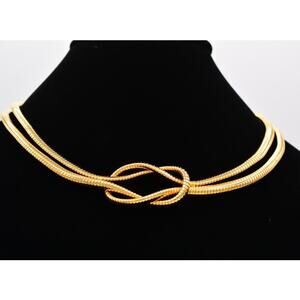 DL Auld Vintage Collar Necklace Knot Snake Omega Chain Gold Signed 1920s Bin3C